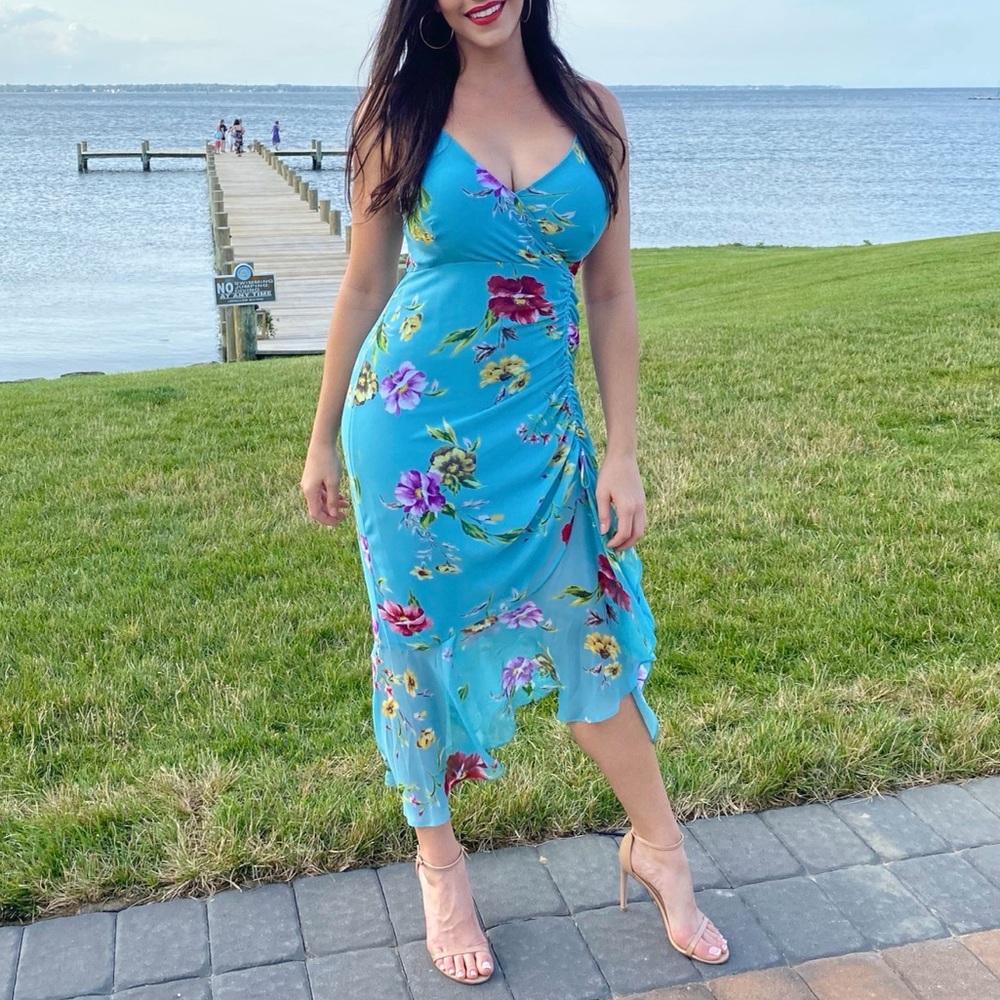 ASTR Floral Blue Dress Size L